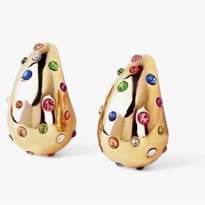 18 K Gold-Plated  Multicolor Crystal Teardrop Earrings